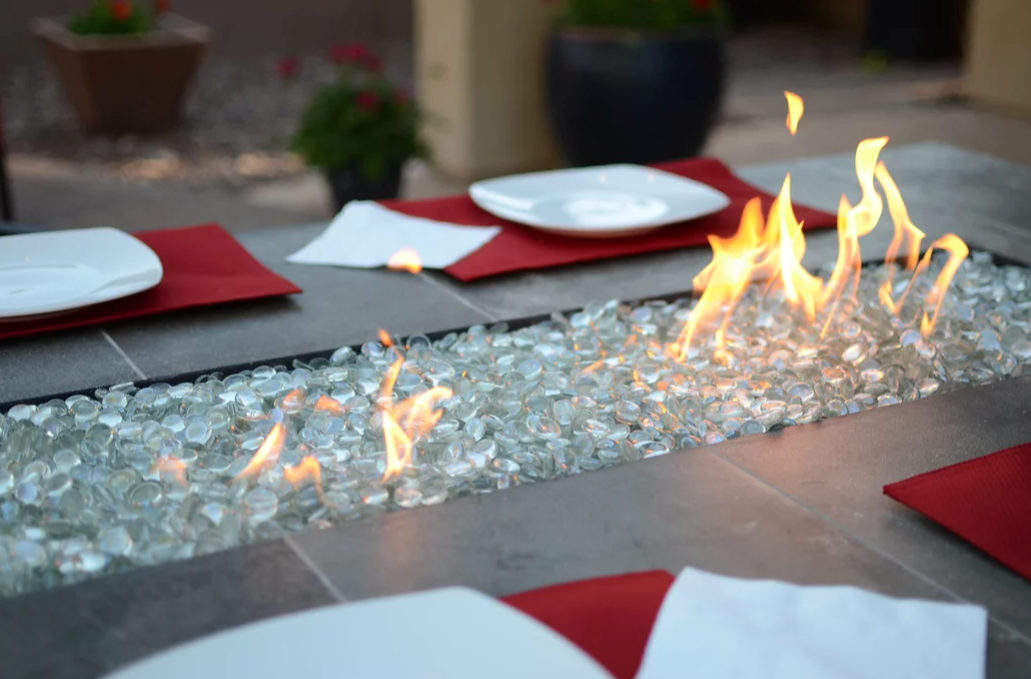 Entertainer Bar Gas Fire Pit Table with fire glass  KoKoMo Grills