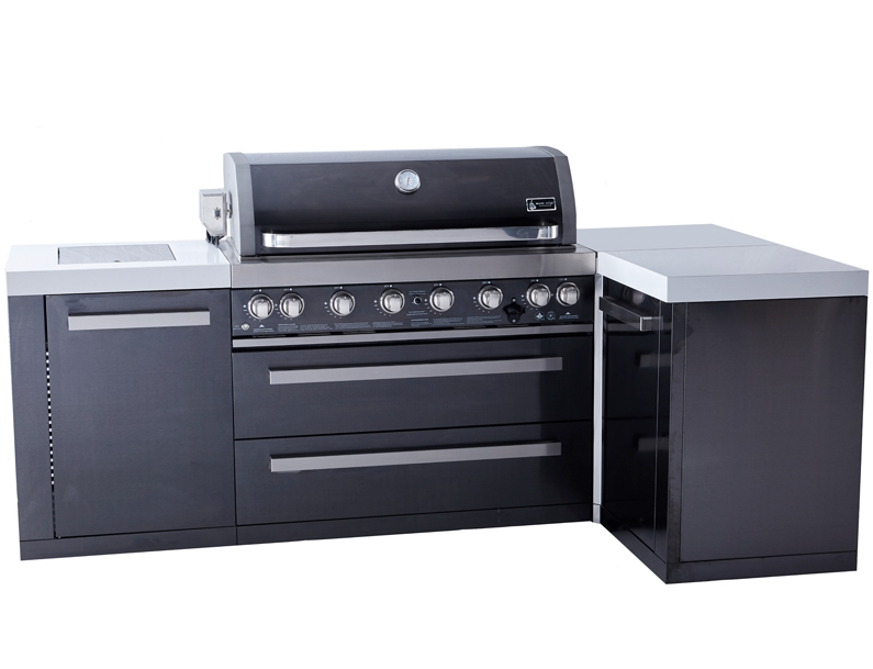 Mont Alpi 805 Black Stainless Steel L-Shaped Island 93'' BBQ GRILL Mont Alpi
