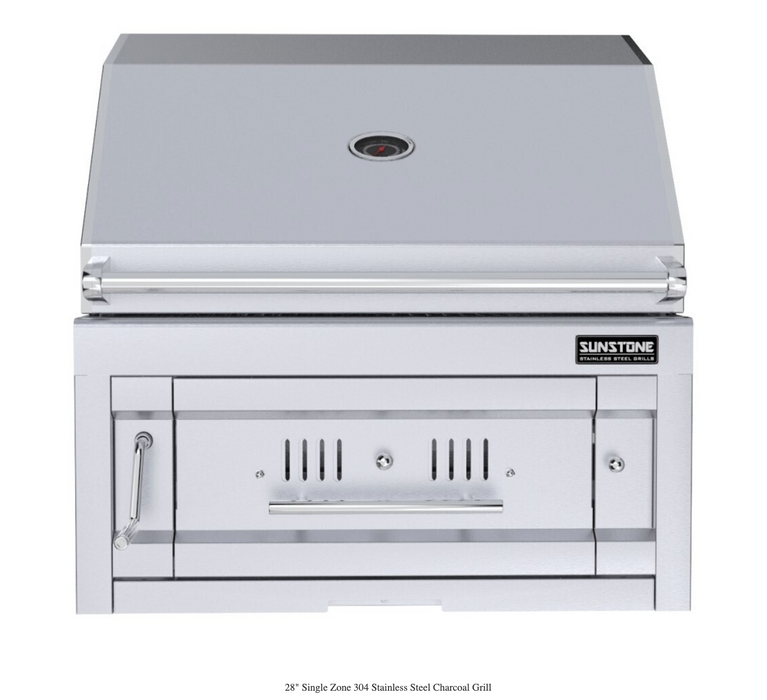 28" Single Zone 304 Stainless Steel Charcoal Grill BBQ GRILL SunStone Barbecue Grills