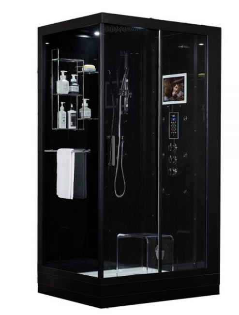 Platinum Lucca Steam Shower - Black Spas Maya Bath LLC Platinum Lucca Steam Shower - Black - Right  