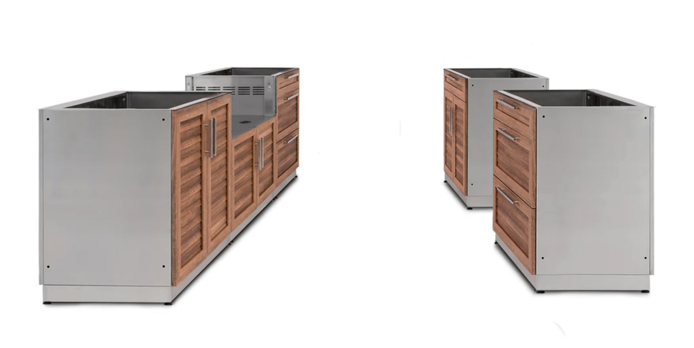 Outdoor Kitchen Stainless Steel Grove 5 Piece Cabinet Set outdoor funiture New Age Outdoor Kitchen Stainless Steel Grove 5 Piece Cabinet Set - Black Galaxi Top