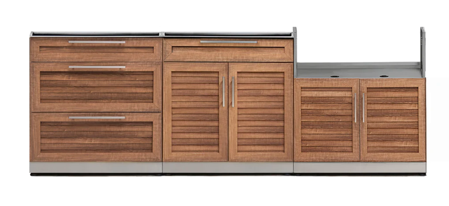 Outdoor Kitchen Stainless Steel Grove 3 Piece Cabinet Set - Grill Base outdoor funiture New Age Outdoor Kitchen Stainless Steel 3 Piece Cabinet Set - Grill Base - Black Galaxi Top