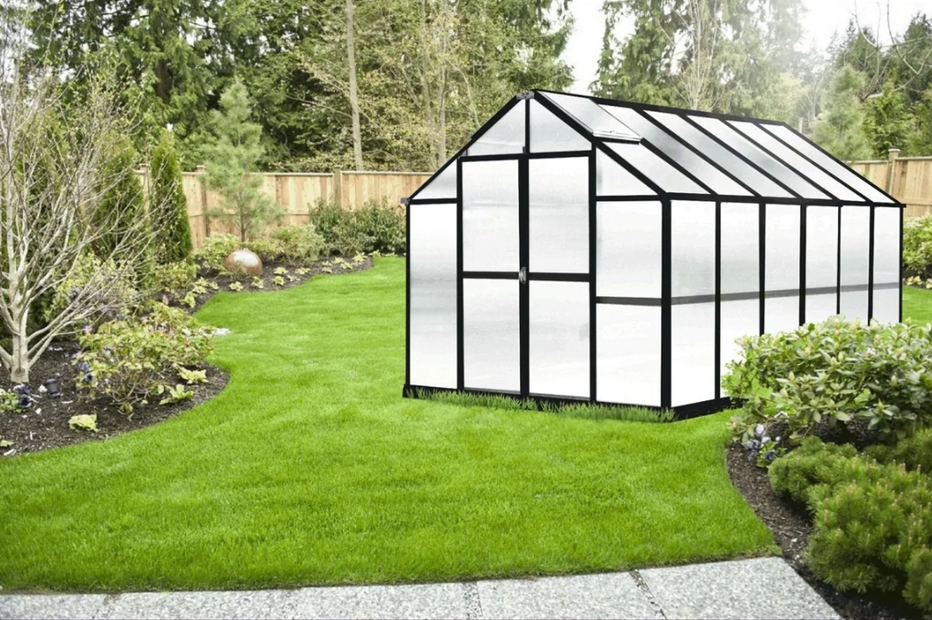 Riverstone Monticello Growers Edition 8 ft x 16 ft Greenhouse Black MONT-16-BK-GROWERS Greenhouses RiverStone   