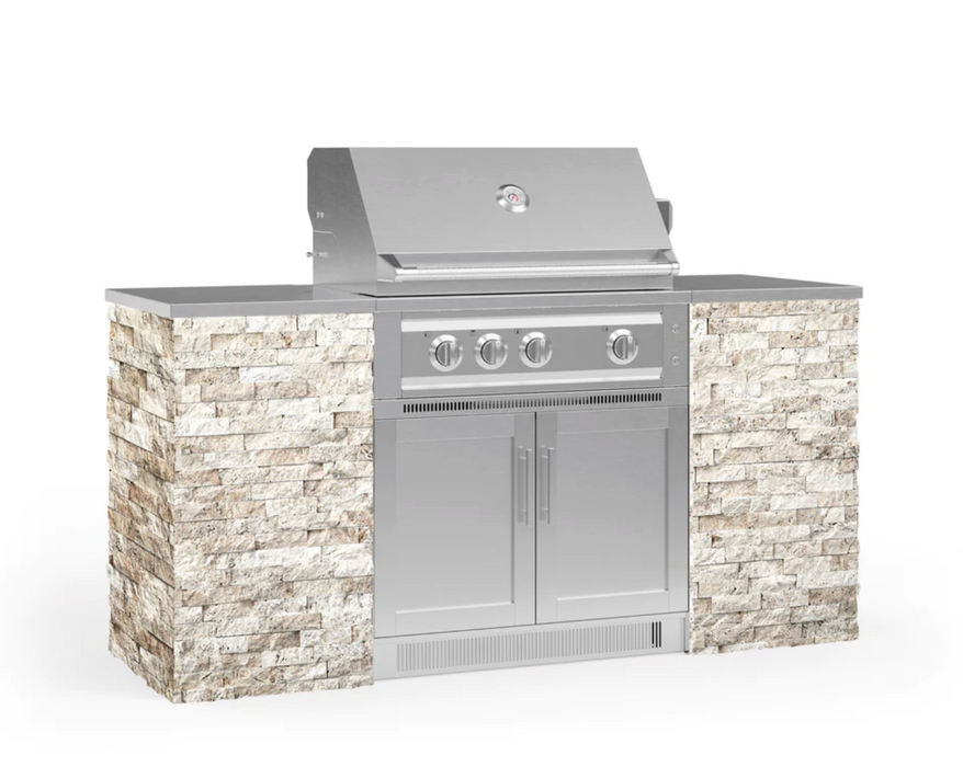 Outdoor Kitchen Signature Series 6 Piece Cabinet Set with 33'' Grill BBQ GRILL New Age Outdoor Kitchen Signature Series 6 Piece Cabinet Set with Grill - Ivory Travertine Outdoor Kitchen Signature Series 6 Piece Cabinet Set with Grill - LPG