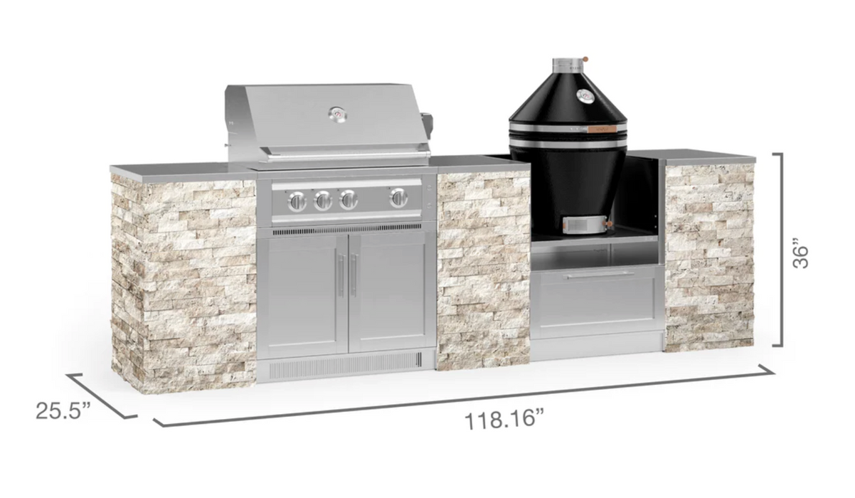 Outdoor Kitchen Signature Series 9 Piece Cabinet Set With Kamado & 33'' Grill BBQ GRILL New Age   