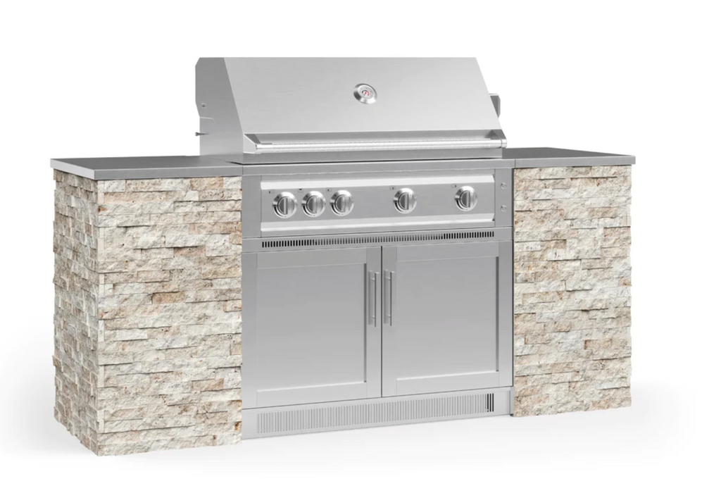 Outdoor Kitchen Signature Series 6 Piece Cabinet Set with 40'' Grill BBQ GRILL New Age Outdoor Kitchen Signature Series 6 Piece Cabinet Set with 40''Grill - Ivory Travertine Outdoor Kitchen Signature Series 6 Piece Cabinet Set with 40''Grill - LPG