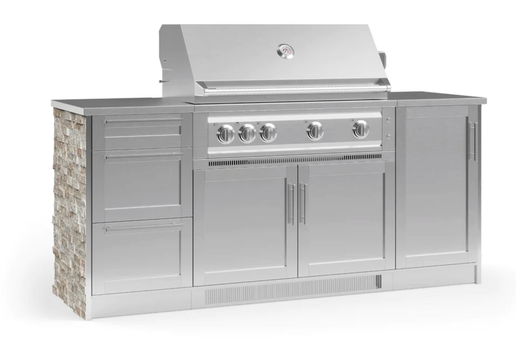 Outdoor Kitchen Signature Series 6 Piece Cabinet Set with 3 Drawer Cabinet + 40'' Grill BBQ GRILL New Age Outdoor Kitchen Signature Series 6 Piece Cabinet Set with 3 Drawer Cabinet - Ivory Travertine Outdoor Kitchen Signature Series 6 Piece Cabinet Set with 3 Drawer Cabinet - LPG