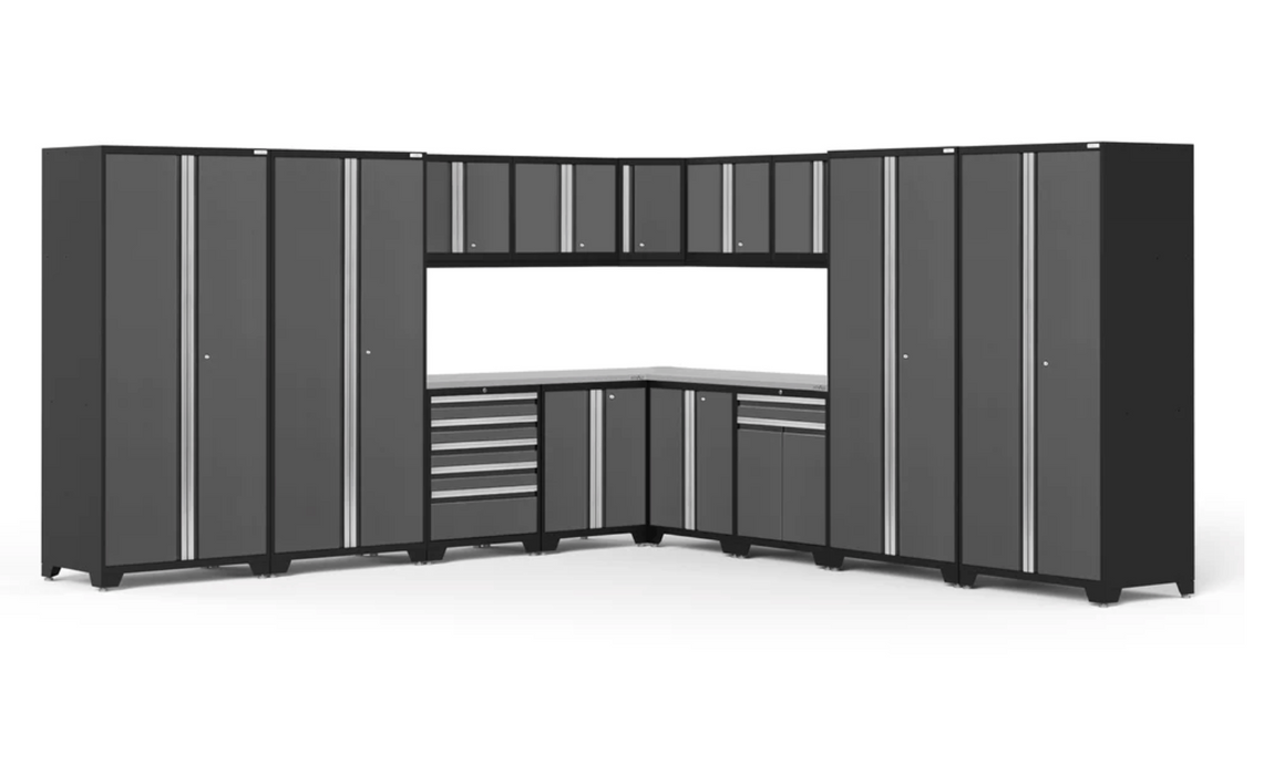 Pro Series 16 Piece L Shape Cabinet Set outdoor funiture New Age Pro Series 16 Piece Cabinet Set - Grey Stainless Steel