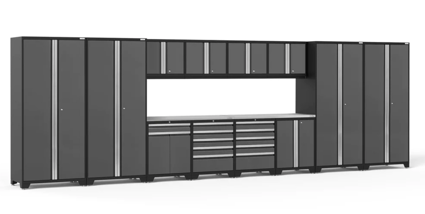 Pro Series 14 Extra Drawers Piece Cabinet Set outdoor funiture New Age Pro Series 14 Piece Cabinet Set - Grey Stainless Steel