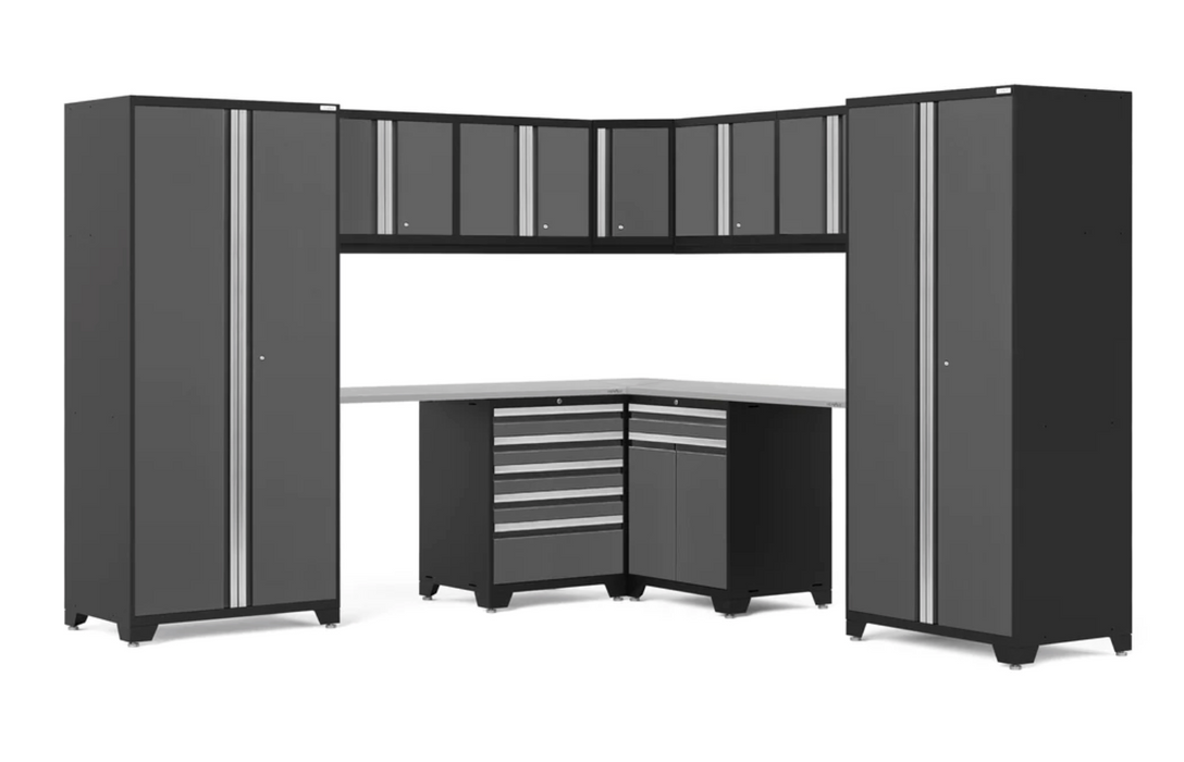 Pro Series Grey 12 L Shape Piece Cabinet Set outdoor funiture New Age Pro Series 14 Piece Cabinet Set - Grey Stainless Steel