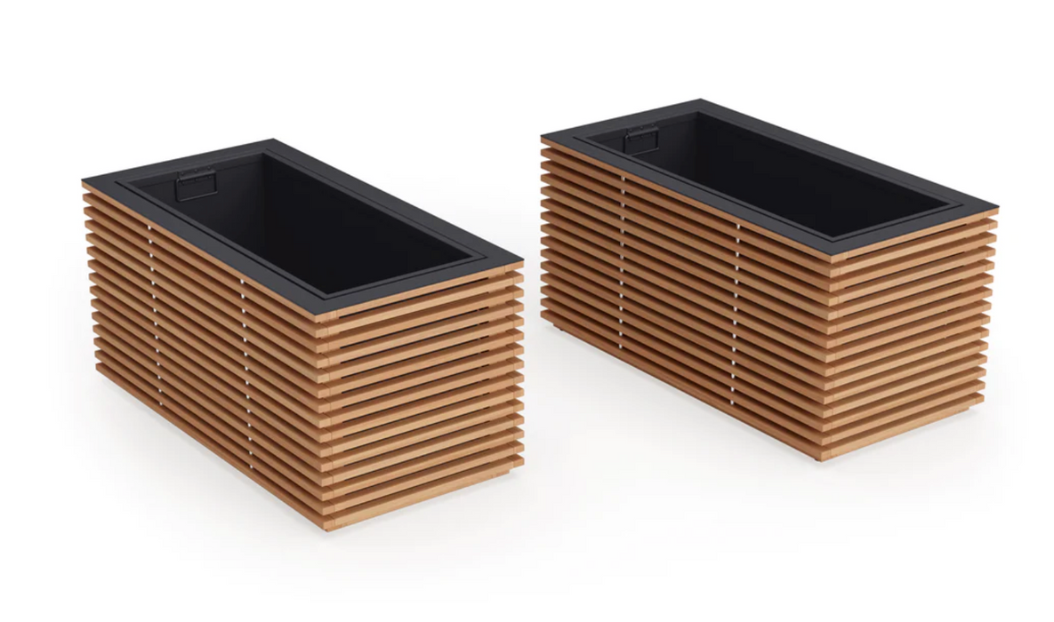 Monterey Rectangular Planter Boxes (Set of 2) outdoor funiture New Age Aluminum Teak