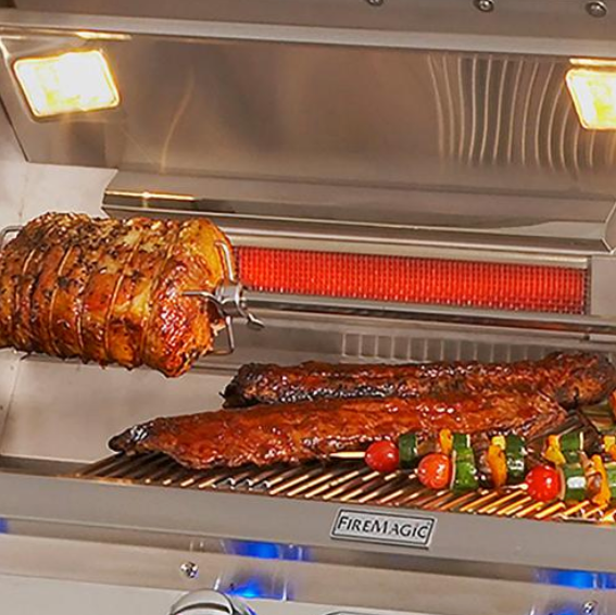 Fire Magic Echelon Diamond E1060s 48-Inch Freestanding Gas Grill With Rotisserie, Infrared Burner, Single Side Burner, Digital Thermometer & Magic View Window - Natural Gas BBQ GRILL CG Products
