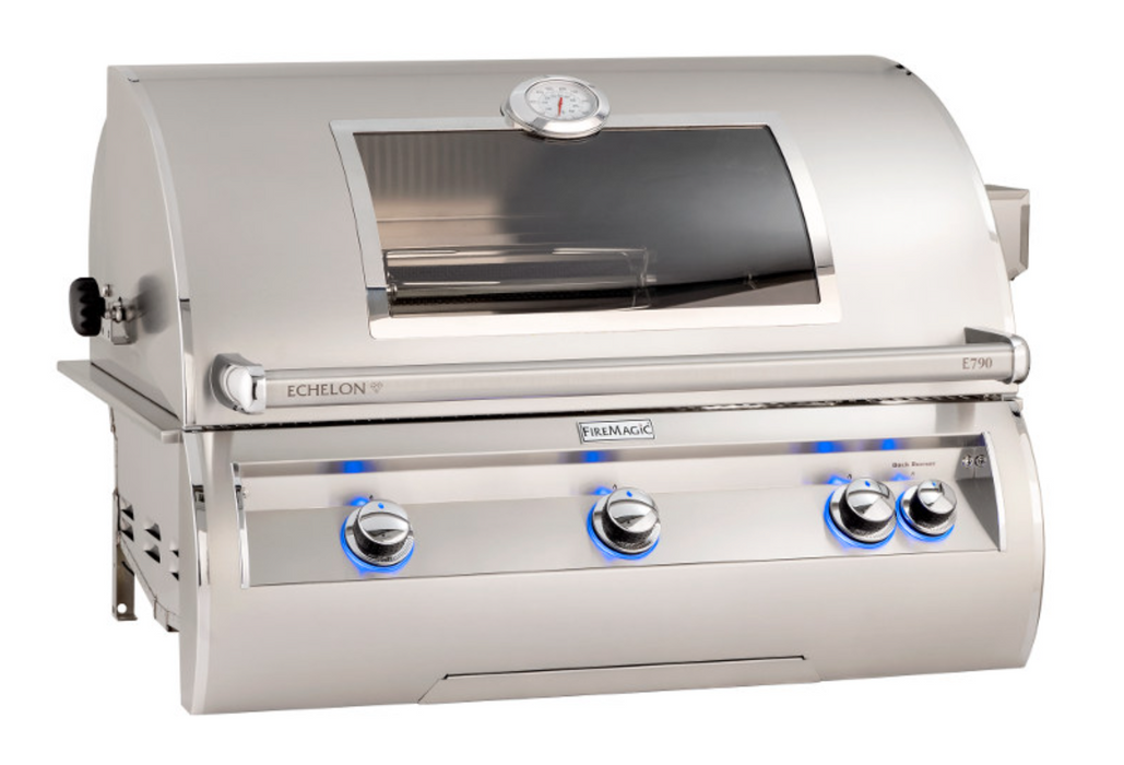 Fire Magic Echelon Diamond E790i 36-Inch 3-Burner Built-In Propane Gas Grill with Analog Thermometer, Rear Burner, Infrared Burner and Magic View Window BBQ GRILL CG Products