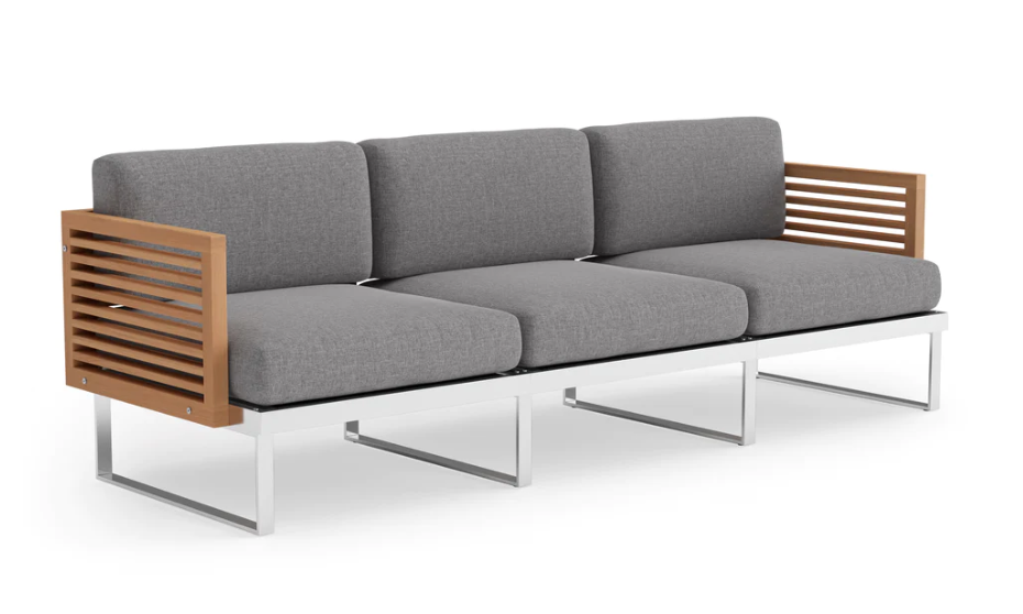 Monterey 3 Seater Sofa Outdoor Sofas New Age Cast Slate Stainless Steel Teak