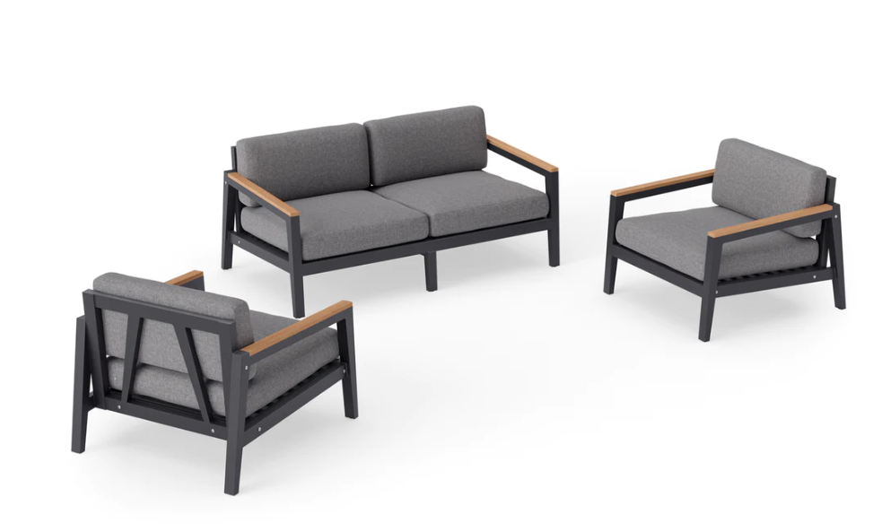Rhodes 4 Seater Chat Set Outdoor Sofas New Age Cast Slate Aluminum