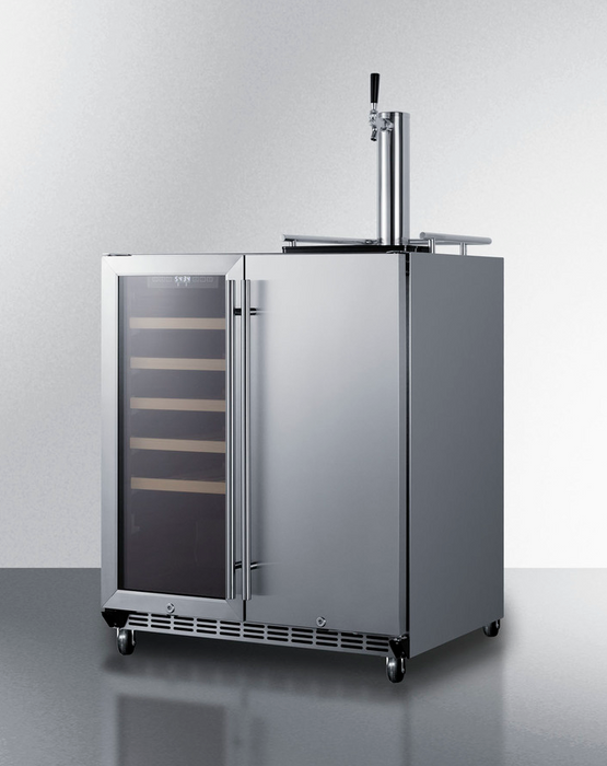 Summit 30" Wide Built-In Indoor/Outdoor Combination Wine Cellar/Kegerator Refrigerator Accessories Summit Appliance