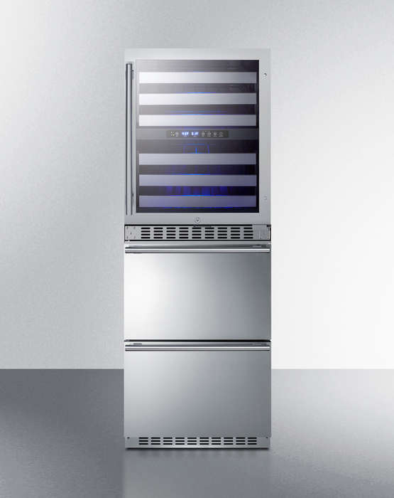 Summit 24" Wide Combination Dual-Zone Wine Cellar and 2-Drawer Refrigerator-Freezer Refrigerator Accessories Summit Appliance