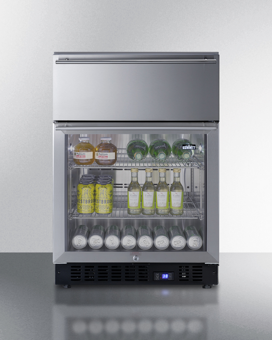 Summit 24" Wide Built-In Commercial Beverage Refrigerator With Top Drawer Refrigerator Accessories Summit Appliance