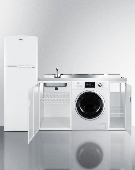 Summit 83" Wide All-In-One Kitchenette with Washer/Dryer Combo Refrigerator Accessories Summit Appliance