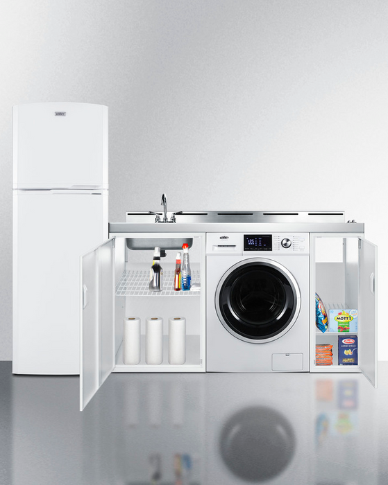 Summit 83" Wide All-In-One Kitchenette with Washer/Dryer Combo Refrigerator Accessories Summit Appliance