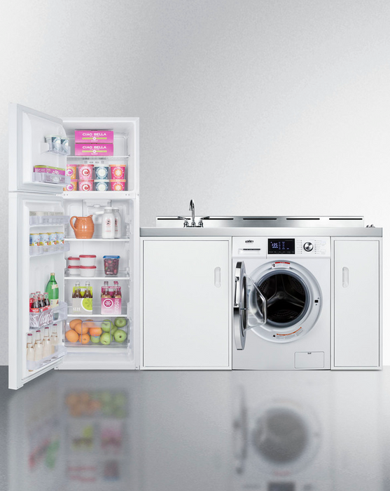 Summit 83" Wide All-In-One Kitchenette with Washer/Dryer Combo Refrigerator Accessories Summit Appliance