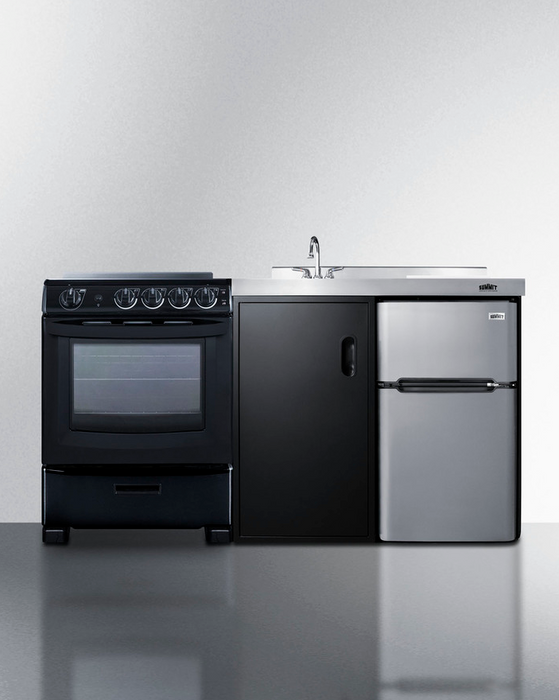 Summit 63" Wide All-in-One Kitchenette with Electric Range Refrigerator Accessories Summit Appliance