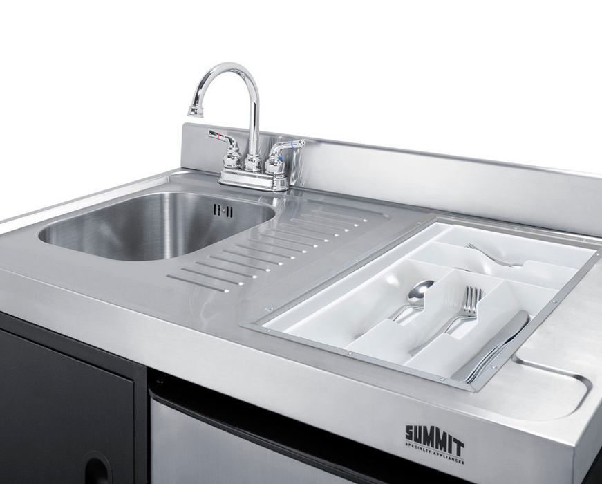 Summit 63" Wide All-in-One Kitchenette with Electric Range Refrigerator Accessories Summit Appliance