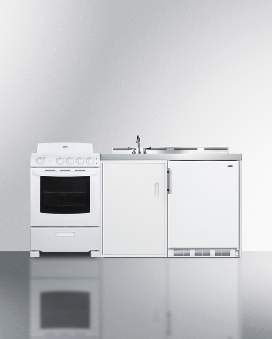 Summit 72" Wide All-in-One Kitchenette with Electric Coil Range Refrigerator Accessories Summit Appliance