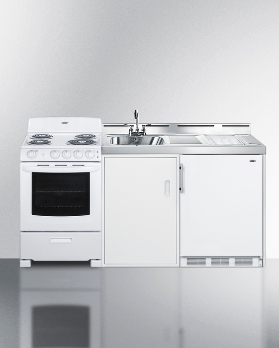 Summit 72" Wide All-in-One Kitchenette with Electric Coil Range Refrigerator Accessories Summit Appliance