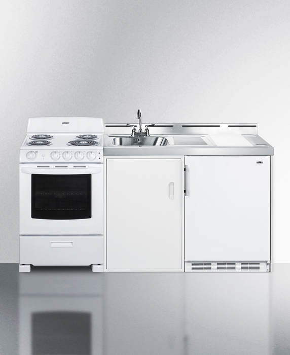 Summit 72" Wide All-in-One Kitchenette with Electric Coil Range Refrigerator Accessories Summit Appliance