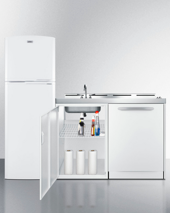 Summit 71" Wide All-In-One Kitchenette with Dishwasher Refrigerator Accessories Summit Appliance