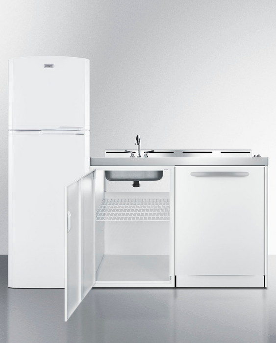 Summit 71" Wide All-In-One Kitchenette with Dishwasher Refrigerator Accessories Summit Appliance