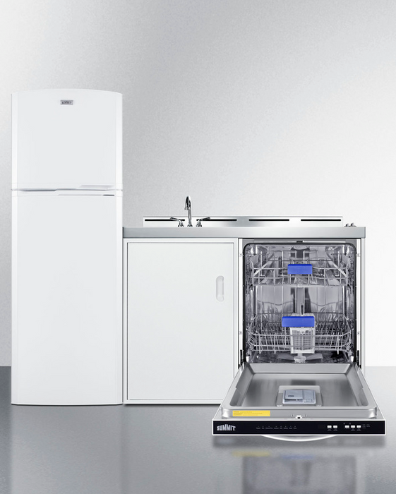 Summit 71" Wide All-In-One Kitchenette with Dishwasher Refrigerator Accessories Summit Appliance