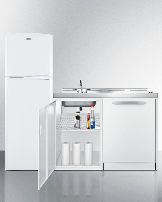 Summit 71" Wide All-In-One Kitchenette with Dishwasher Refrigerator Accessories Summit Appliance
