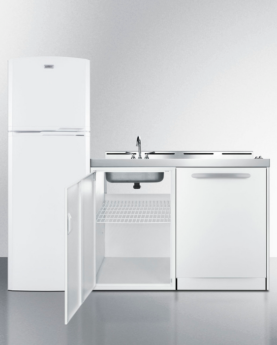 Summit 71" Wide All-In-One Kitchenette with Dishwasher Refrigerator Accessories Summit Appliance