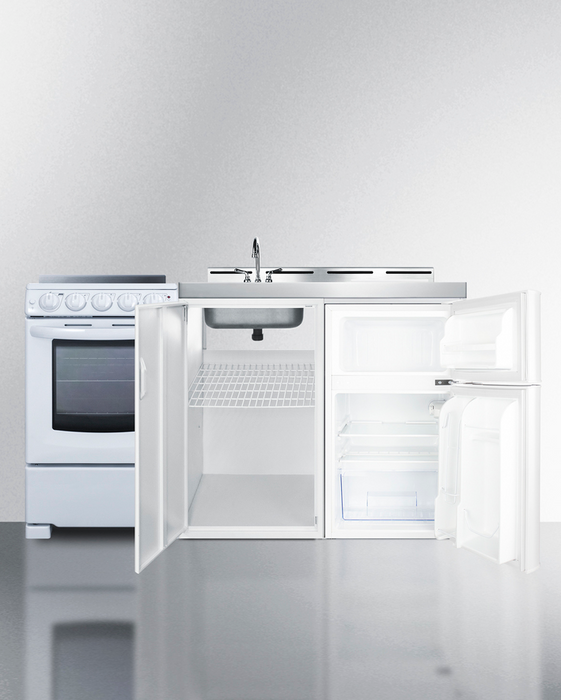 Summit 60" Wide All-in-One Kitchenette with Electric Range Refrigerator Accessories Summit Appliance
