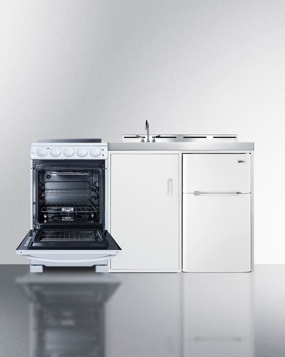 Summit 60" Wide All-in-One Kitchenette with Electric Range Refrigerator Accessories Summit Appliance