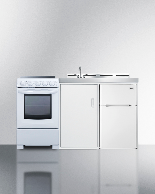 Summit 60" Wide All-in-One Kitchenette with Electric Range Refrigerator Accessories Summit Appliance