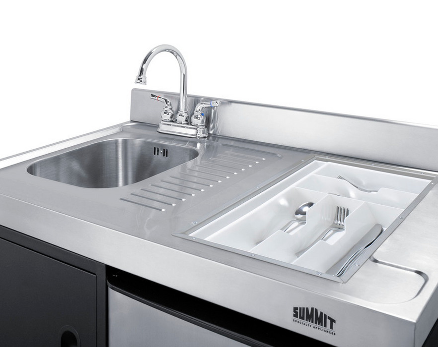 Summit 63" Wide All-in-One Kitchenette with Gas Range Refrigerator Accessories Summit Appliance