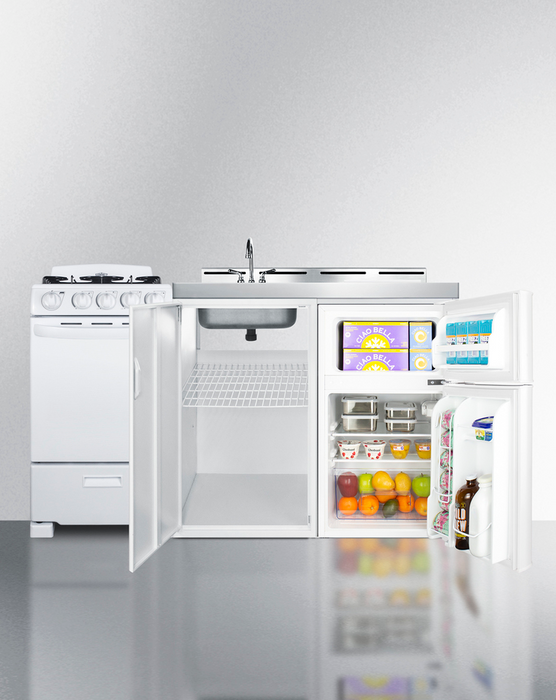 Summit 60" Wide All-in-One Kitchenette with Gas Range Refrigerator Accessories Summit Appliance
