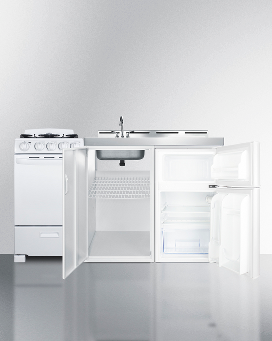 Summit 60" Wide All-in-One Kitchenette with Gas Range Refrigerator Accessories Summit Appliance