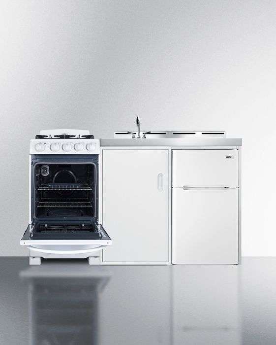 Summit 60" Wide All-in-One Kitchenette with Gas Range Refrigerator Accessories Summit Appliance