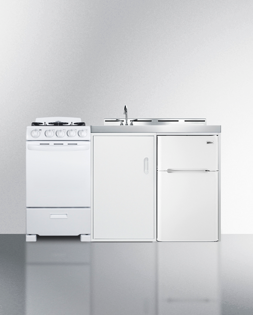 Summit 60" Wide All-in-One Kitchenette with Gas Range Refrigerator Accessories Summit Appliance