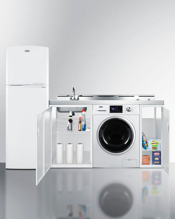 Summit 83" Wide All-In-One Kitchenette with Washer/Dryer Combo Refrigerator Accessories Summit Appliance