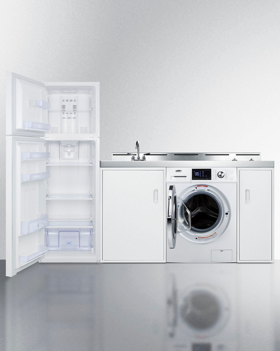 Summit 83" Wide All-In-One Kitchenette with Washer/Dryer Combo Refrigerator Accessories Summit Appliance