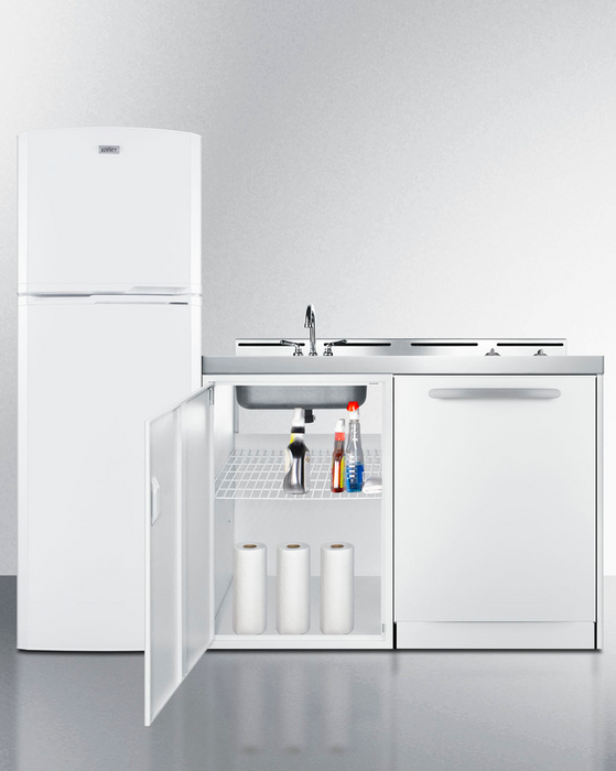 Summit 71" Wide All-In-One Kitchenette with Dishwasher Refrigerator Accessories Summit Appliance