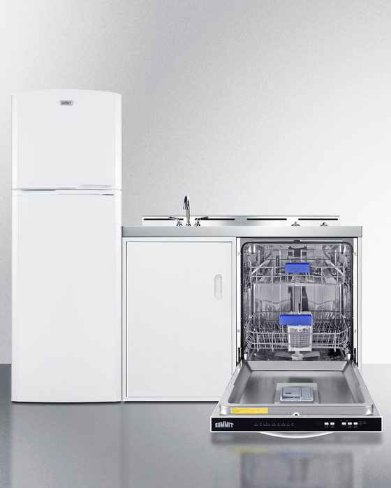 Summit 71" Wide All-In-One Kitchenette with Dishwasher Refrigerator Accessories Summit Appliance