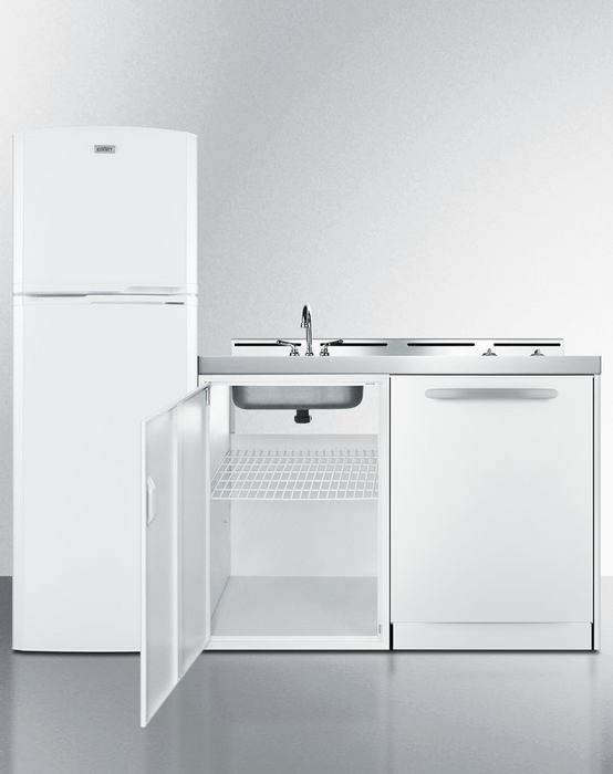 Summit 71" Wide All-In-One Kitchenette with Dishwasher Refrigerator Accessories Summit Appliance