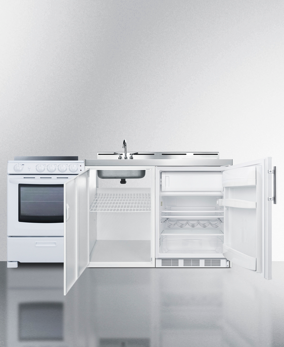 Summit 72" Wide All-in-One Kitchenette with Electric Range Refrigerator Accessories Summit Appliance
