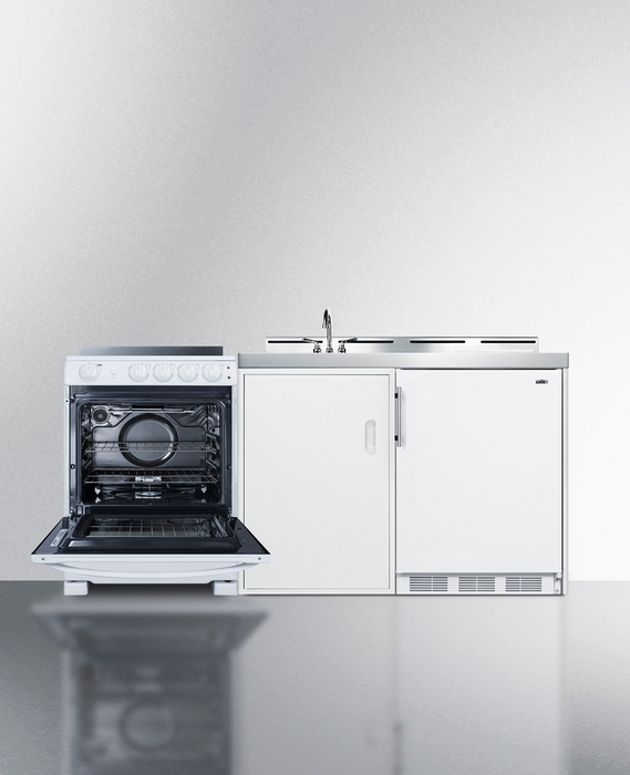 Summit 72" Wide All-in-One Kitchenette with Electric Range Refrigerator Accessories Summit Appliance